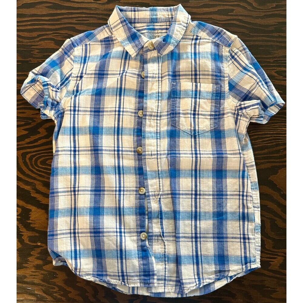 Falls Creek Button Up Size XS Short Sleeve Blue White Plaid (832)